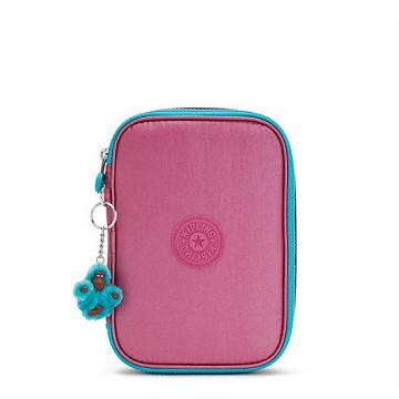 Kipling 100 Pens Metallic Case Bags Fresh Pink Metallic | AU 1888IL